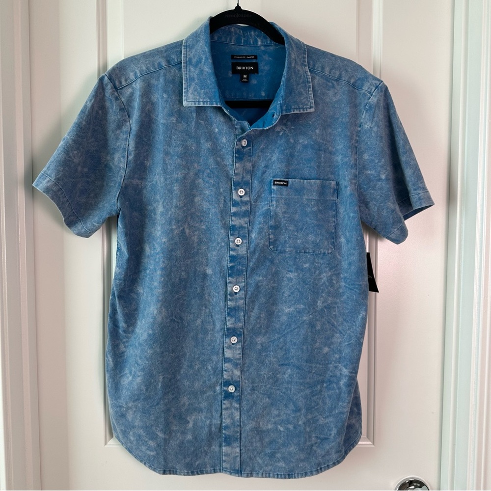 NWT Brixton Charter Oxford Short Sleeve Button Down Sky Blue Sunwash size M